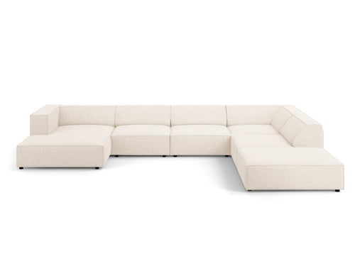 Cosmopolitan Design Panoramische hoekbank rechts Arendal 7-zits, chenille, lichtbeige - 262x364x70cm
