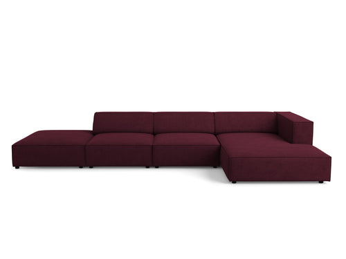 Cosmopolitan Design rechter hoekbank Arendal 5-zits, chenille met ribbeleffect, robijn - 166x341x70cm
