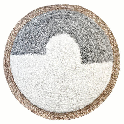 Malagoon vloerkleed Nimba - gebroken wit - Ø 120cm 100% wol, jute rand
