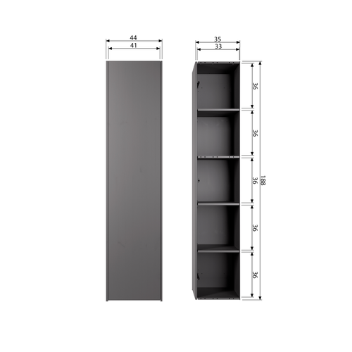 WOOOD opbergkast Teun - Grenen - Diepzwart - 188x44x35