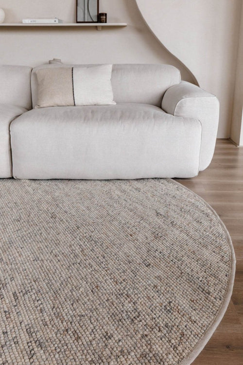 Interieur05 Rond Wollen Vloerkleed Beige/Wit Gemeleerd Vik - 200 x 200 cm - vtwonen shop