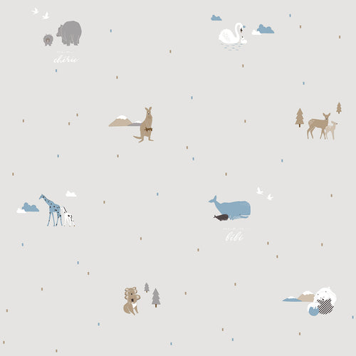 Sanders & Sanders behang dieren grijs - 53 cm x 10 m - 640295
