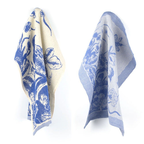 Luxe Keukendoek en Theedoek Delfts Blue Bird Koningsblauw - Bunzlau Castle - 100% biologisch GOTS katoen
