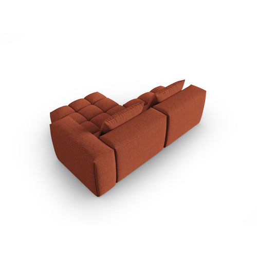 Cosmopolitan Design - Modulaire hoekbank rechts Verona 3-zits, structurele stof koraal - 145x205x70cm
