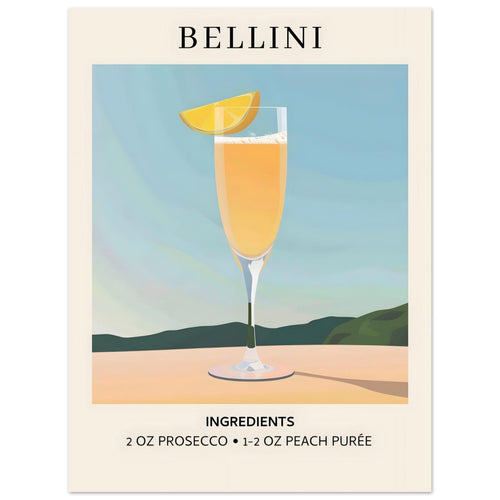 Artfulprints  Bellini cocktail - Ingrediënten   poster 30x40 cm - vtwonen shop