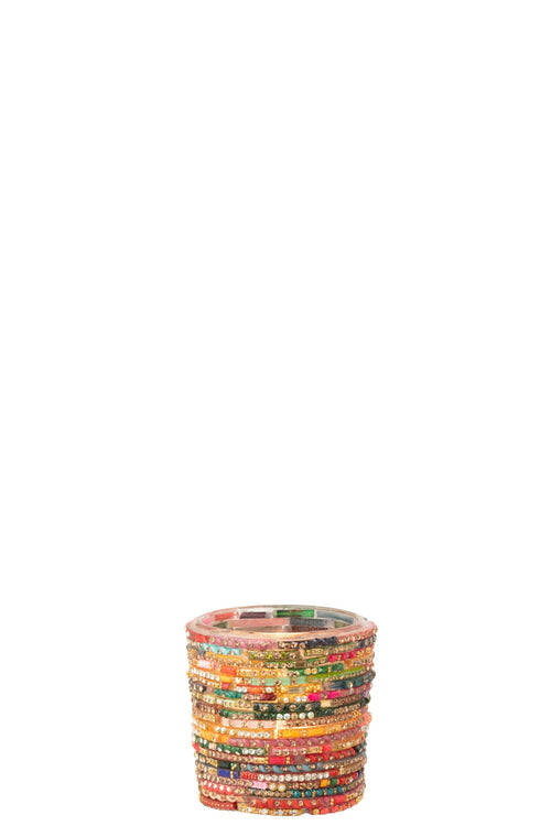 J-Line kaarshouder Kralen - glas - roze/goud - small