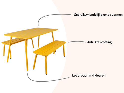 MaximaVida metalen picknickset Max 150 cm okergeel – 3-delig