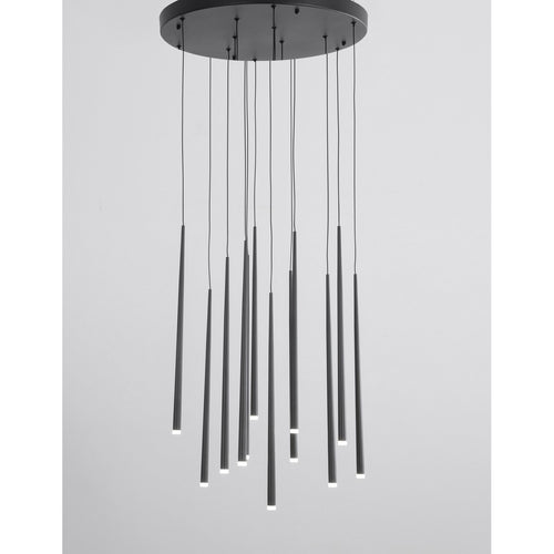 Merano Burnaby 12 lichts cluster hangende plafondlamp Sandy zwart aluminium LED 12x3W 2280Lm 3000K