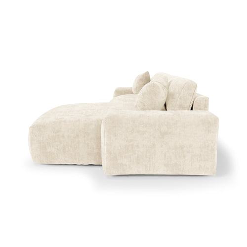 Premium Interiors - Rechthoekige hoekbank CHEER - gewaafd fluweel crème 312cm