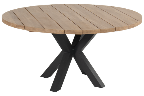 Hartman Tuintafel Stephanie - Naturel/Zwart Teakhout - Ø150x76cm
