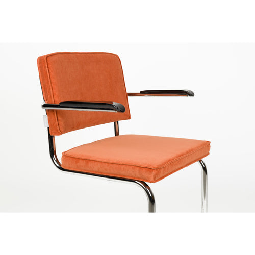 Zuiver Ridge Rib Eetkamerstoelen Armleuning Oranje - Set van 2
