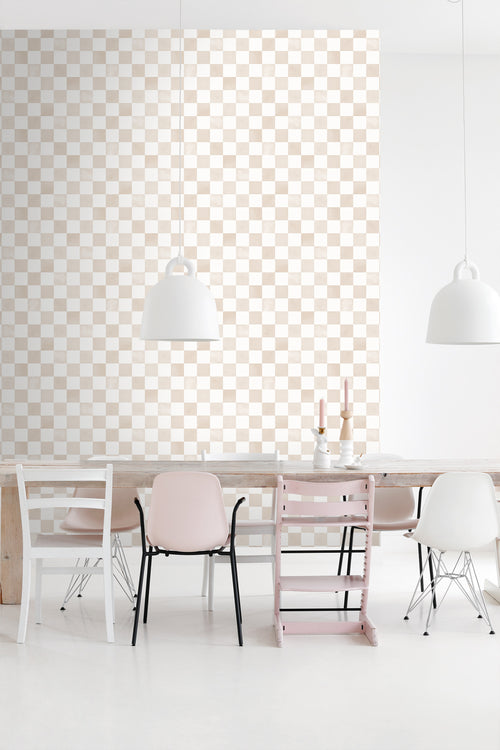 ESTAhome behang geblokt motief beige en wit - 53 cm x 10.05 m - 131291 - vtwonen shop