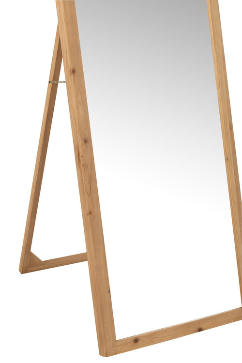 J-Line spiegel Met Voet - glas/sparhout - naturel - 162 x 52 cm