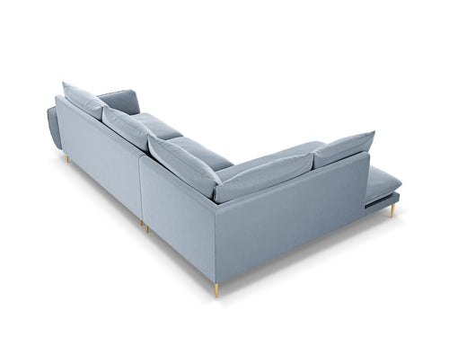 Cosmopolitan Design linker hoekbank Vienna 6-zits, flueel, lichtblauw - 185x275x95cm