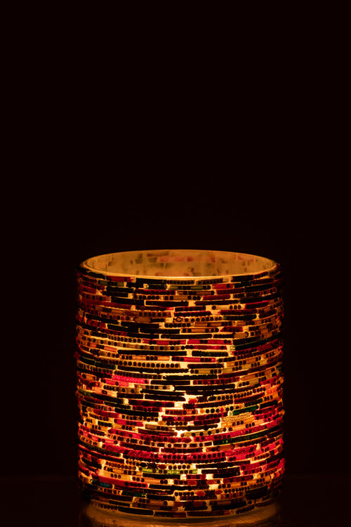 J-Line kaarshouder Kralen - glas - roze/goud - large - vtwonen shop