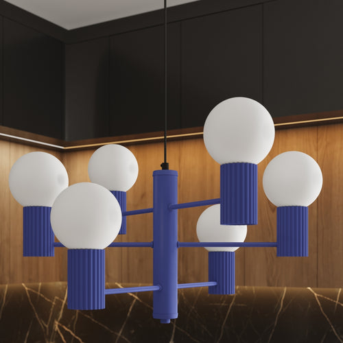 Sollux Lighting Kroonluchter HALO 6 ultramarijn - 64x64x230cm