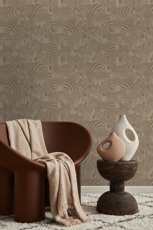 Origin Wallcoverings behang zebra's donker beige - 50 x 900 cm - 347911 - vtwonen shop