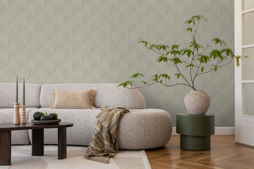 ESTAhome behang 3D-motief vergrijsd groen - 53 cm x 10.05 m - 131111