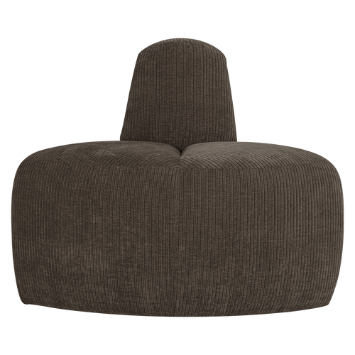 WOOOD eetbank hoek rond rugleuning Mojo - Ribstof - Bruin - 83x100x74