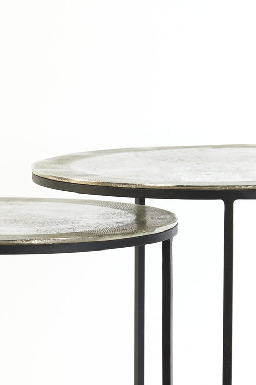 Light & Living bijzettafel TALCA - Ø49x52cm - zilver - Set van 2