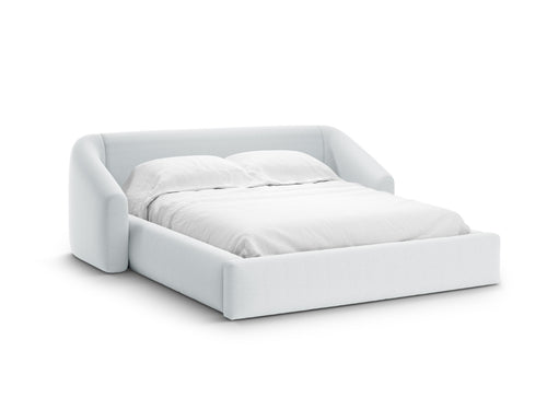 Cosmopolitan Design Opbergbed met hoofdeinde Campi 200x140cm structurele stof lichtgrijs - 230x208x80cm