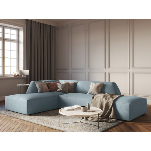 Cosmopolitan Design - Modulaire hoekbank links Siena 4-zits, ribfluwelen lichtblauw - 180x273x69cm
