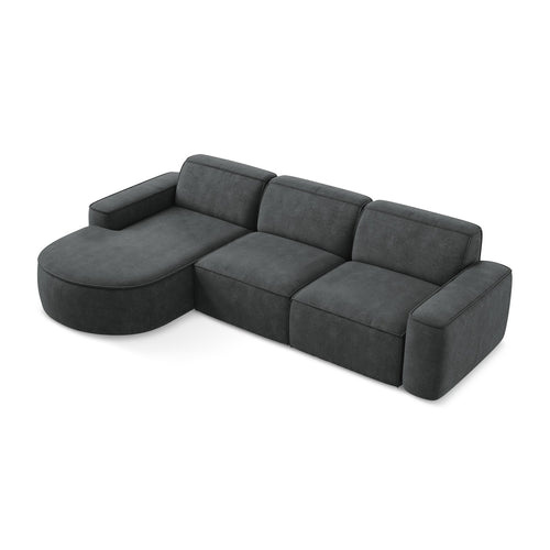 LaMiaSofa hoekbank links Melissa - chenille stof - donkergrijs - 284x166x70