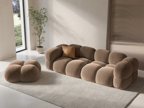 Cosmopolitan Design Bank Loretto 4-zits, flueel donkerbeige - 100x250x68cm