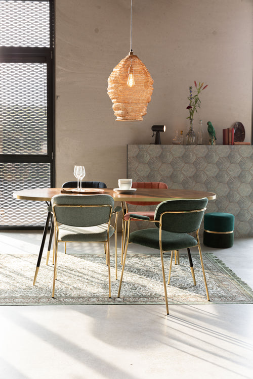 Housecraft Living Jolien Eetkamerstoel armleuning Goud/Donker Blauw - Set van 2 - vtwonen shop