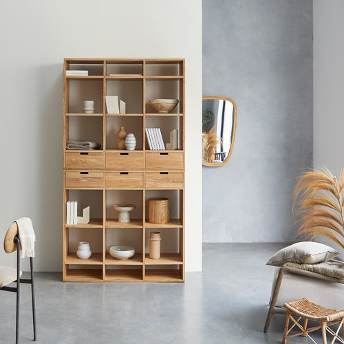 Tikamoon Massief eiken hoge boekenkast - Naturel - vtwonen shop