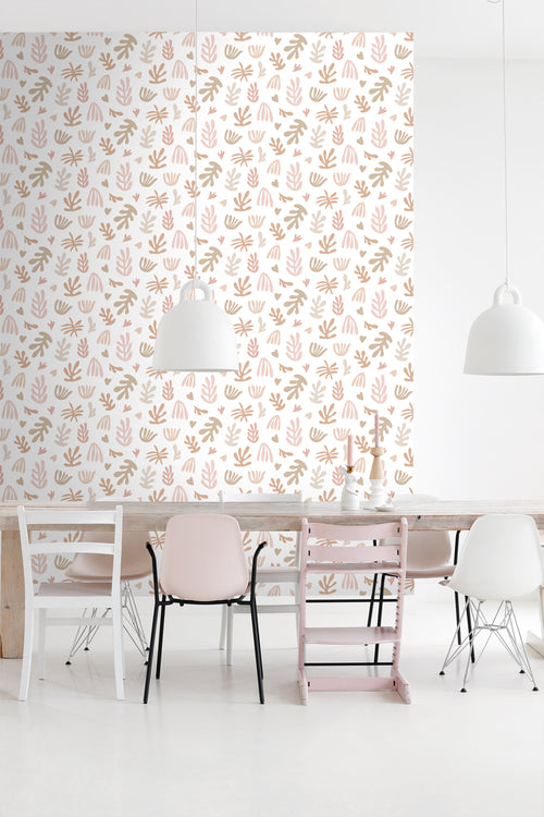 ESTAhome behang planten in Matisse stijl beige, roze en wit - 50 x 900 cm - 131017 - vtwonen shop