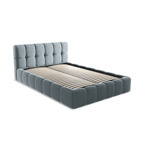 LaMiaSofa Bed met opbergruimte Roma - velours - lichtblauw - 160x228x82