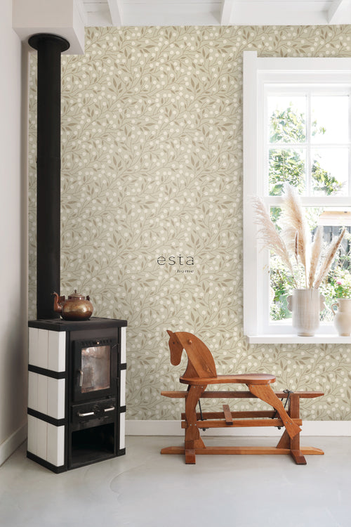 ESTAhome behang bloemmotief beige - 50 x 900 cm - 139591 - vtwonen shop