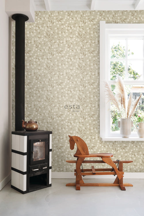 ESTAhome behang bloemmotief beige - 50 x 900 cm - 139591