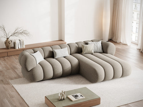 Cosmopolitan Design Hoekbank Koge 5-zits, chenille donkerbeige - 165x270x70cm