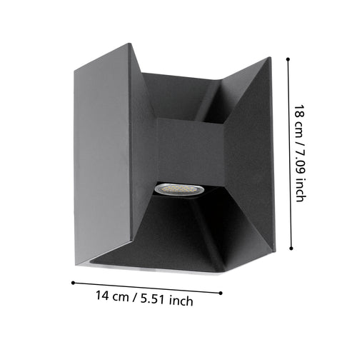 EGLO wandlamp buiten Morino - led - 18 cm - antraciet