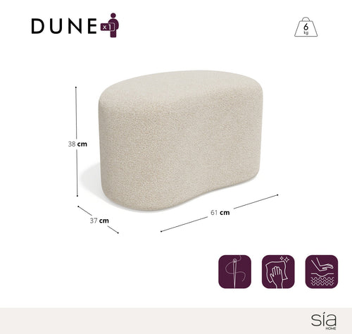 Sia Home - Poef DUNE -  Fluweel - Crème - 60cm