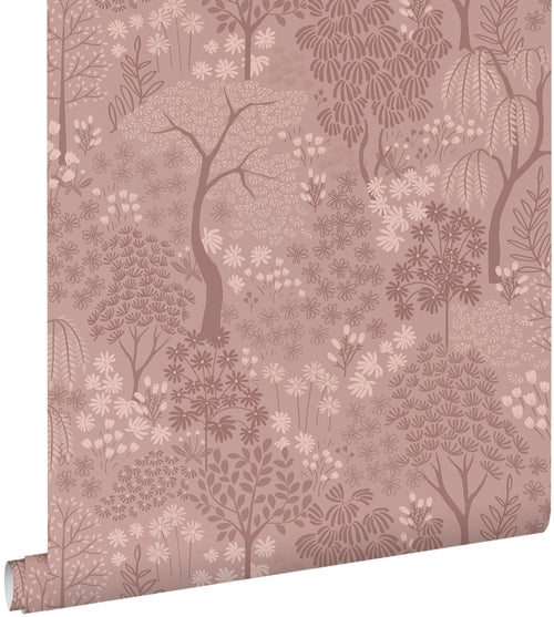 ESTAhome behang bomen en bloemen terracotta roze - 50 x 900 cm - 131647 - vtwonen shop