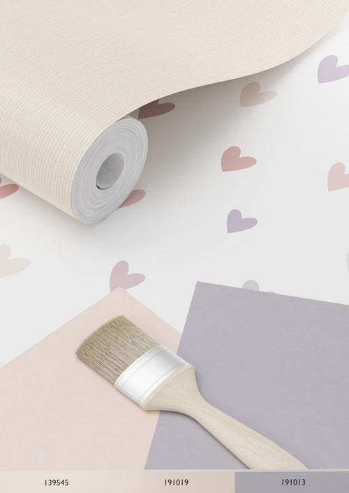 ESTAhome behang hartjes terracotta en lila paars - 53 cm x 10.05 m - 139754 - vtwonen shop