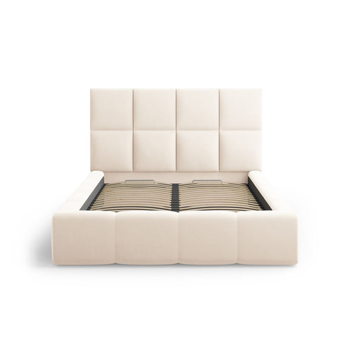 Cosmopolitan Design - Opbergbed met hoofdeinde Livigno 200x160cm flueel lichtbeige - 230x185x125cm