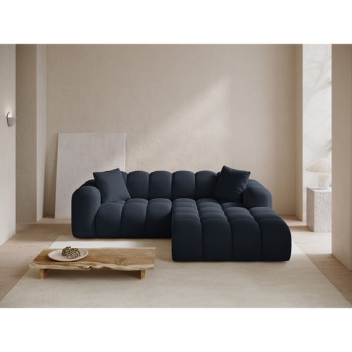 Cosmopolitan Design - Rechter hoekbank Treno 3-zits, flueel donkerblauw - 184x240x70cm