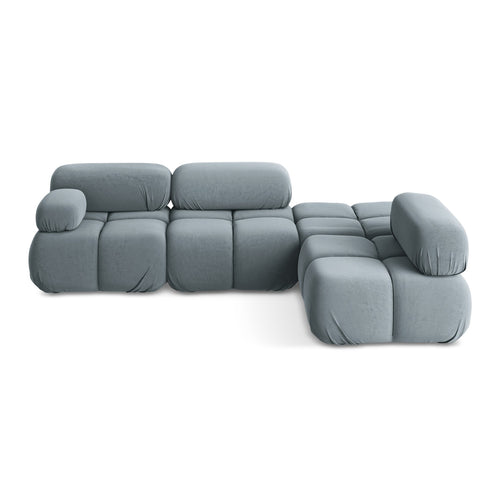 LaMiaSofa hoekbank rechts Sanremo - velours - lichtblauw - 285x190x70