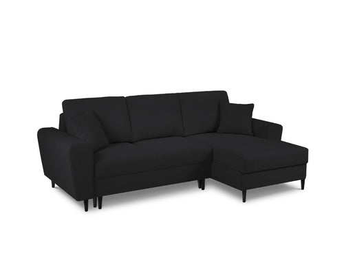 Cosmopolitan Design Converteerbare hoekbank rechts met opbergdoos Kyoto 4-zits, boucle, zwart - 145x241x88cm