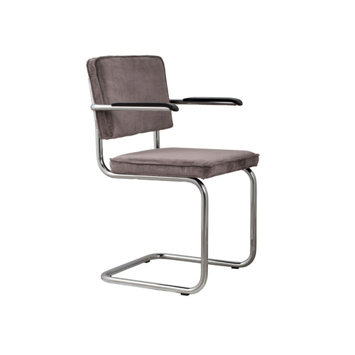 Zuiver Ridge Rib Eetkamerstoelen met armleuning Grijs - Set van 2 - vtwonen shop