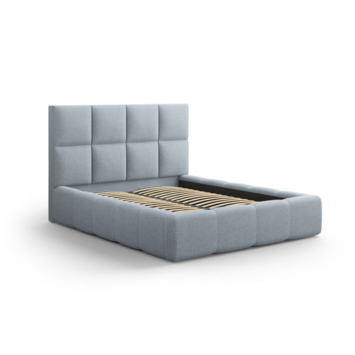 Cosmopolitan Design - Opbergbed met hoofdeinde Livigno 200x200cm structurele stof lichtblauw - 230x225x125cm