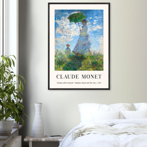Artfulprints Poster met Lijst Claude Monet - Women with a parasol   - 70x100 cm - Blauw