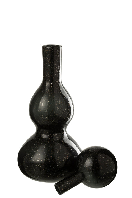 J-Line decoratoe Fles + Stop Carol - glas - zwart - small