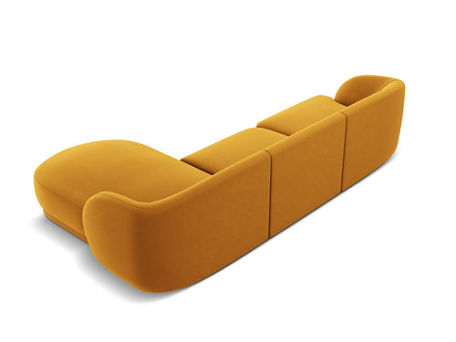 Micadoni rechter hoekbank Miley 4-zits, flueel, geel - 156x255x70cm