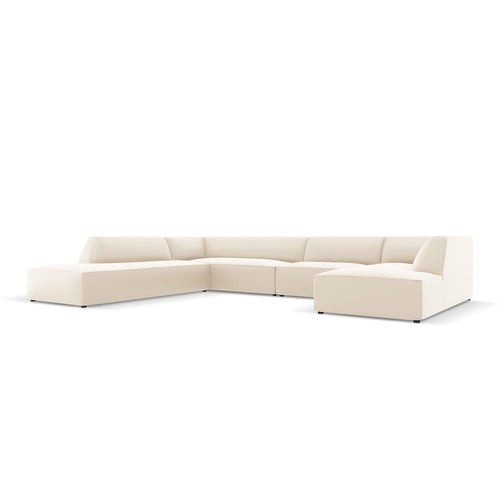 Cosmopolitan Design - Modulaire panoramische hoekbank links Siena 7-zits, imitatieleer lichtbeige - 273x366x69cm