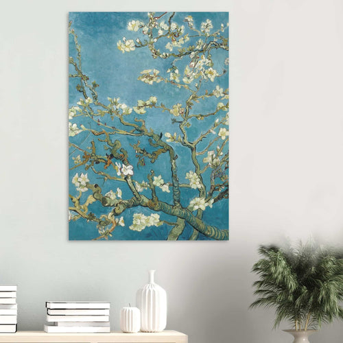 Artfulprints Poster met Lijst Vincent van Gogh - Amandelbloesem   - 50x70 cm - Blauw